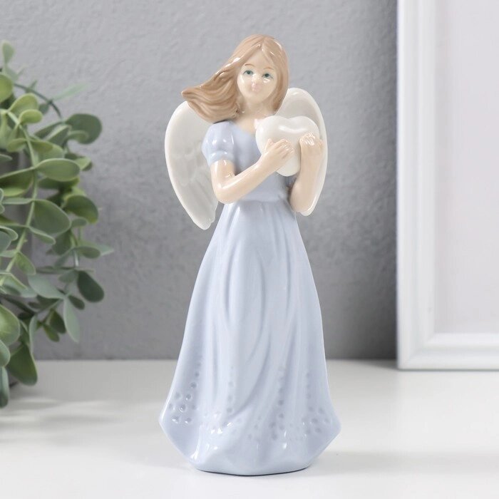 Сувенир керамика "Ангел в голубом платье с сердцем на ветру" 18х8х6 см от компании Интернет - магазин Flap - фото 1