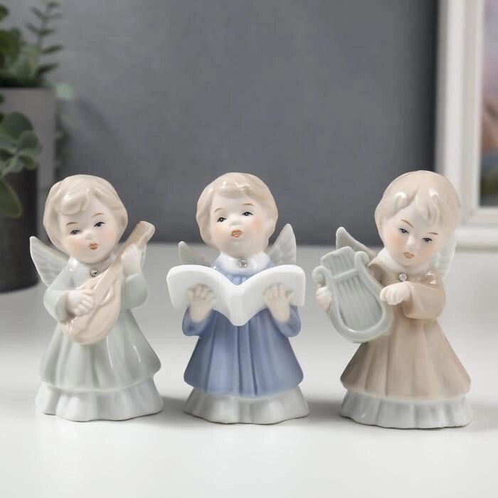 Сувенир керамика "Ангелы" набор 3 шт 10х5х5 см от компании Интернет - магазин Flap - фото 1