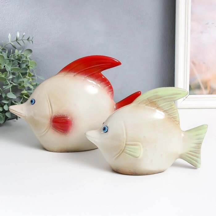 Сувенир керамика "Две рыбки" набор 2 шт 5,5х19,5х14 см 7х24х17 см от компании Интернет - магазин Flap - фото 1