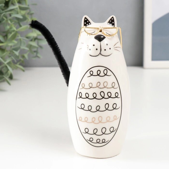 Сувенир керамика "Котик в очках с кучерявым животиком" 6,2х5,8х14 см от компании Интернет - магазин Flap - фото 1