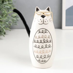 Сувенир керамика "Котик в очках с кучерявым животиком" 6,2х5,8х14 см