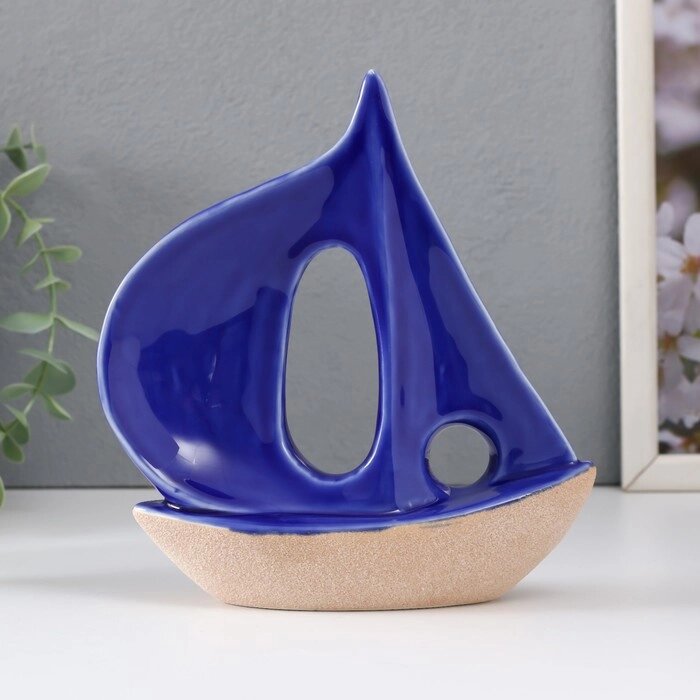 Сувенир керамика "Маленький парусник" песочно-синий 15,6х5,6х16,7 см от компании Интернет - магазин Flap - фото 1