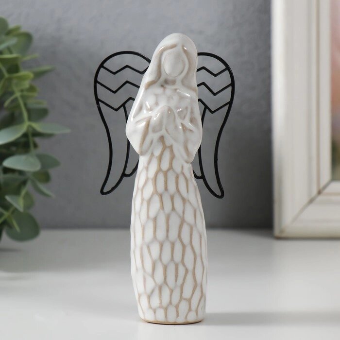 Сувенир керамика, металл "Ангел. Молитва" беж 7,5х3,8х12,8 см от компании Интернет - магазин Flap - фото 1