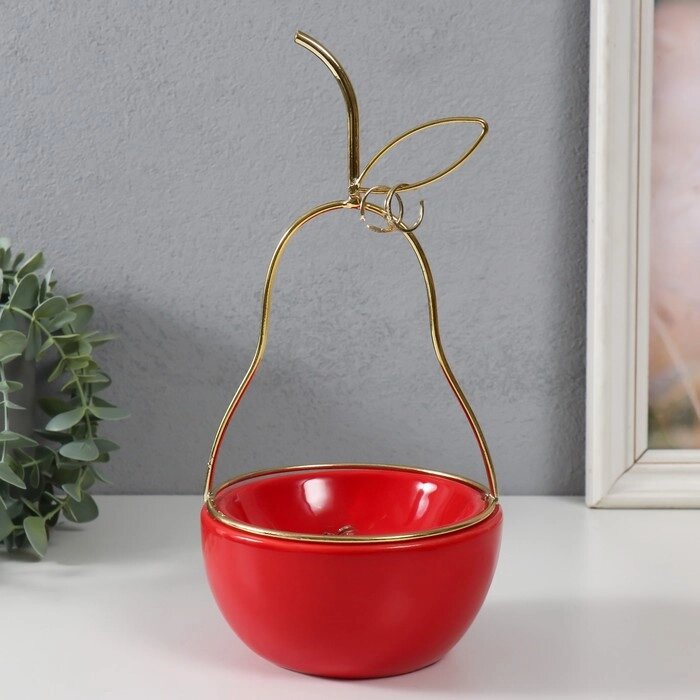 Сувенир керамика, металл подставка "Груша" красная с золотом 13х13х25,5 см от компании Интернет - магазин Flap - фото 1