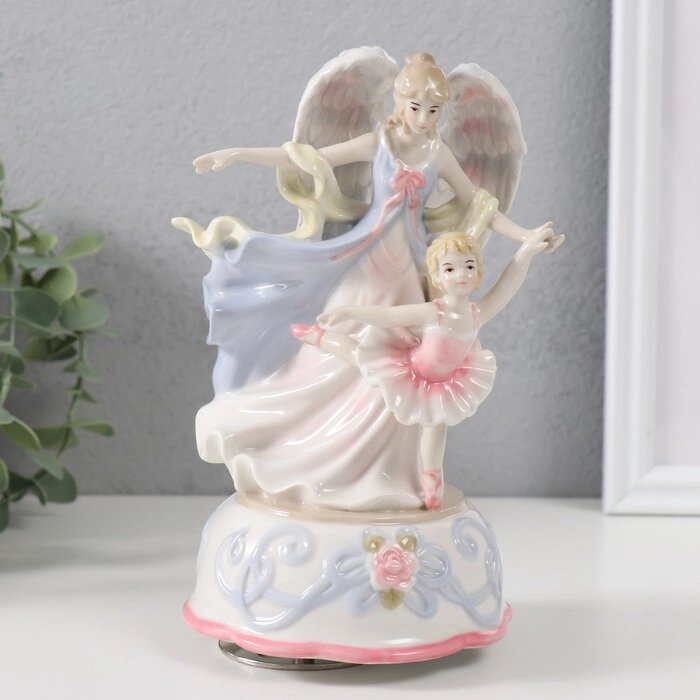 Сувенир керамика музыкальный "Ангел-хранитель и маленькая балерина" 11х12х19 см от компании Интернет - магазин Flap - фото 1