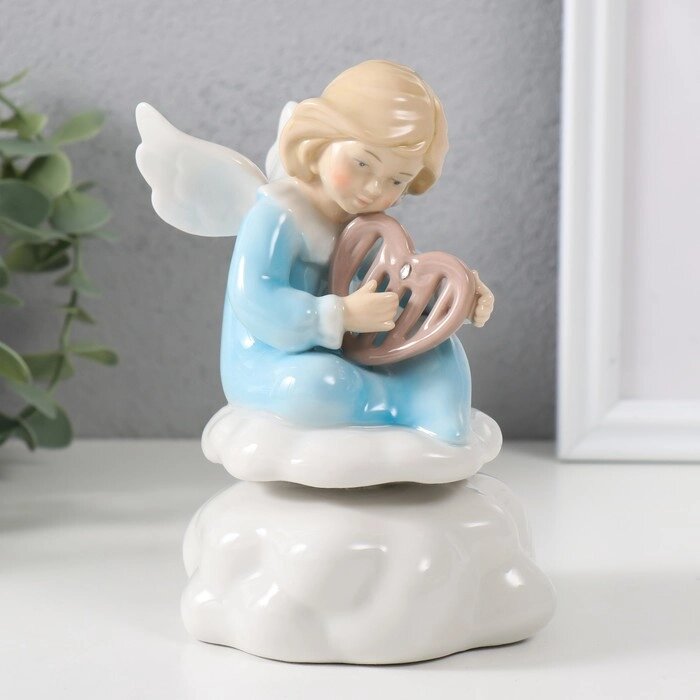 Сувенир керамика музыкальный "Ангел на облаке играет на лире" 9х9,5х14,5 см от компании Интернет - магазин Flap - фото 1
