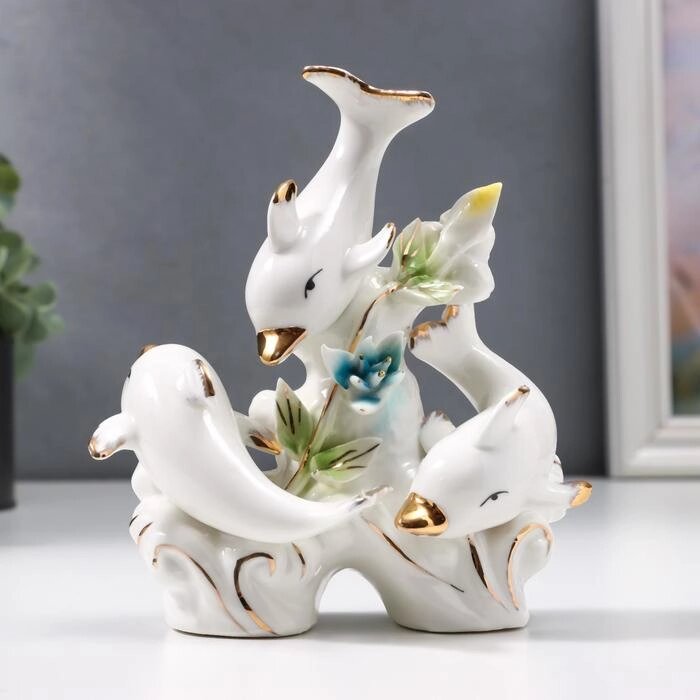 Сувенир керамика "Три дельфинчика" 14х13х8 см от компании Интернет - магазин Flap - фото 1