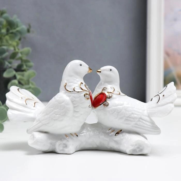 Сувенир керамика "Воркование голубей" стразы 9 см от компании Интернет - магазин Flap - фото 1