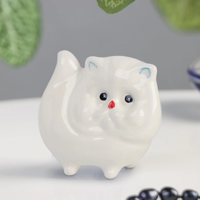 Сувенир "Кот перс", 7,5х8см, гжель, цвет  белый от компании Интернет - магазин Flap - фото 1