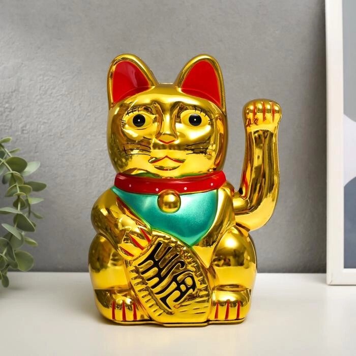 Сувенир кот пластик "Манэки-нэко" h=21 см от компании Интернет - магазин Flap - фото 1