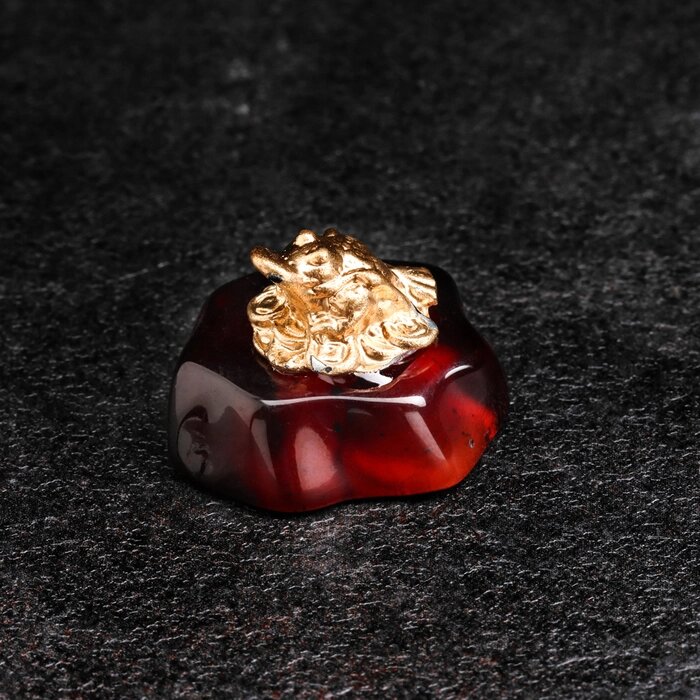 Сувенир "Лягушка с монетой", латунь, янтарь от компании Интернет - магазин Flap - фото 1