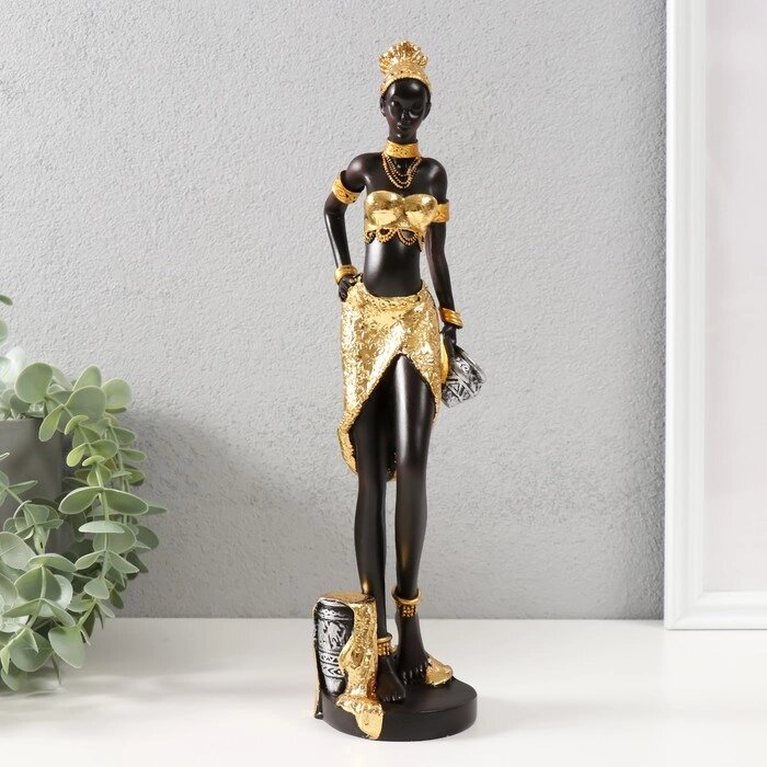 Сувенир полистоун "Африканка в золотом с кувшином в руке" 7х7х29 см от компании Интернет - магазин Flap - фото 1