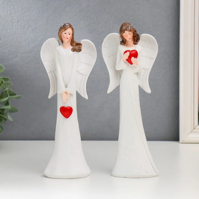 Сувенир полистоун "Ангел-девушка с красным сердцем" МИКС 25 см от компании Интернет - магазин Flap - фото 1