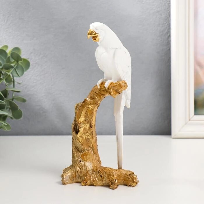 Сувенир полистоун "Белый попугай Ара на золотом дереве" 20х7х10,5 см от компании Интернет - магазин Flap - фото 1