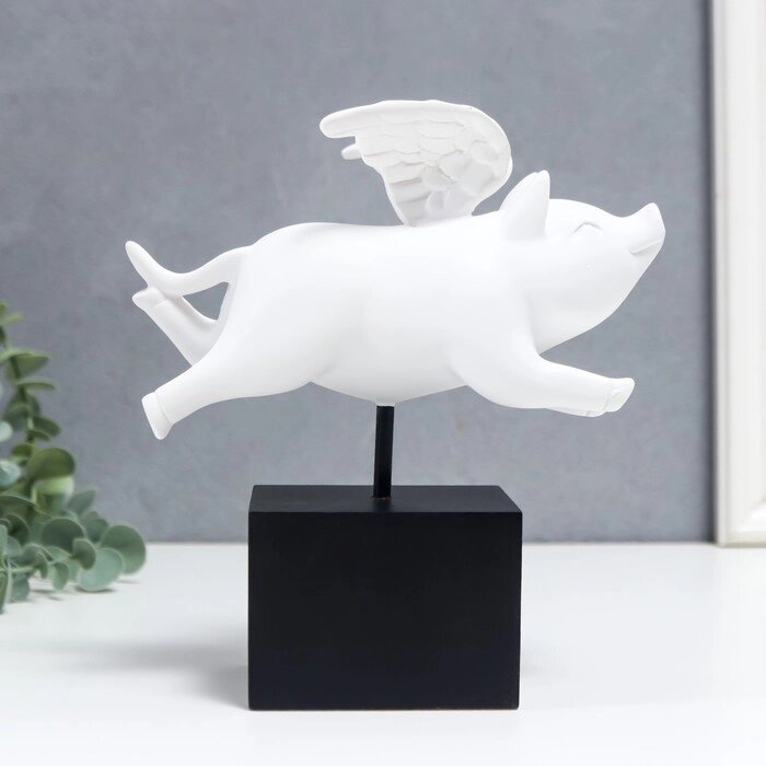Сувенир полистоун "Белый свин с крыльями" 18х8х17 см от компании Интернет - магазин Flap - фото 1