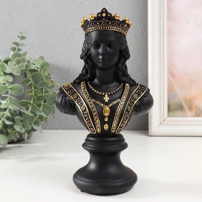 Сувенир полистоун "Бюст. Королева" чёрный с золотом 9х12,5х22 см от компании Интернет - магазин Flap - фото 1