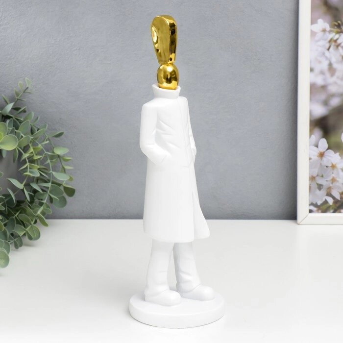 Сувенир полистоун "Человек - Восклицательный знак" белый с золотом 33х10х10 см от компании Интернет - магазин Flap - фото 1