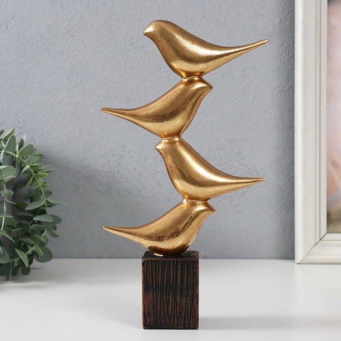 Сувенир полистоун "Четыре золотых птички - пирамида" 14х5х25 см от компании Интернет - магазин Flap - фото 1