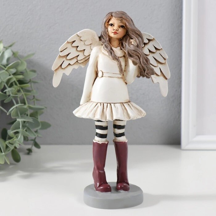 Сувенир полистоун "Девочка-ангел в платье, с полосатыми гетрами и в сапогах" 12х6,5х19,5 см   970350 от компании Интернет - магазин Flap - фото 1