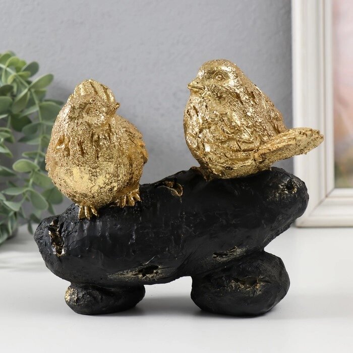 Сувенир полистоун "Две золотые птички на ветке" 16х7х15 см от компании Интернет - магазин Flap - фото 1