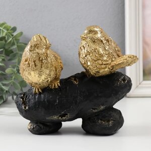Сувенир полистоун "Две золотые птички на ветке" 16х7х15 см