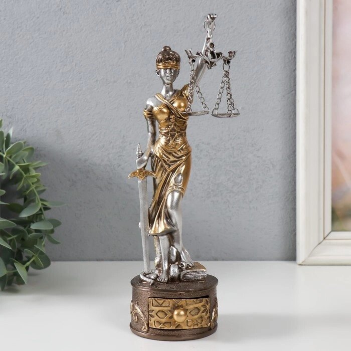 Сувенир полистоун "Фемида - Богиня правосудия, на шкатулке" 7х8х24 см от компании Интернет - магазин Flap - фото 1