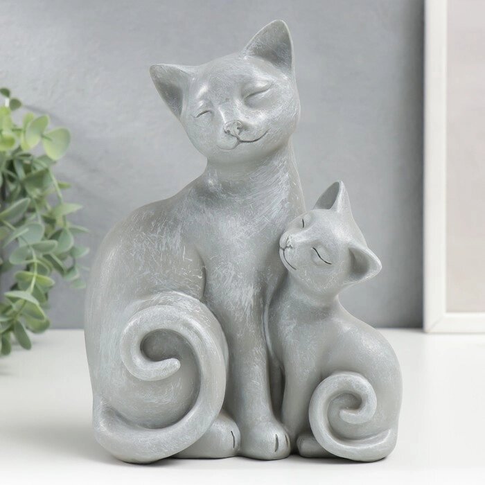 Сувенир полистоун "Кошка с котёнком" серый 20х8,5х15,5 см от компании Интернет - магазин Flap - фото 1