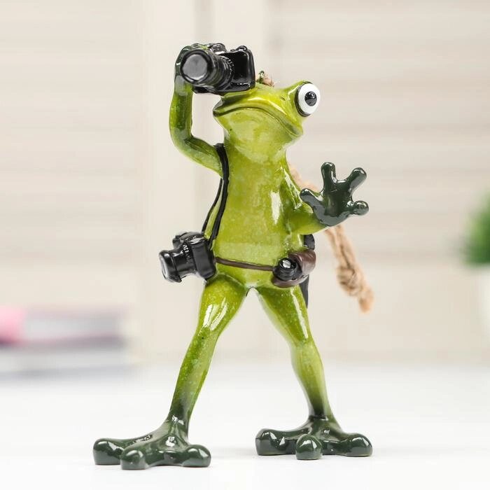 Сувенир полистоун лак "Лягушонок фоторепортёр" 12х5,5х9,5 см (комплект из 2 шт.) от компании Интернет - магазин Flap - фото 1