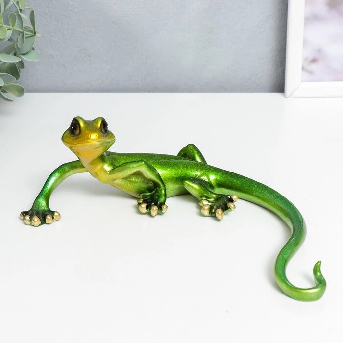 Сувенир полистоун лак "Зелёная ящерка" 7,5х13,5х22 см от компании Интернет - магазин Flap - фото 1