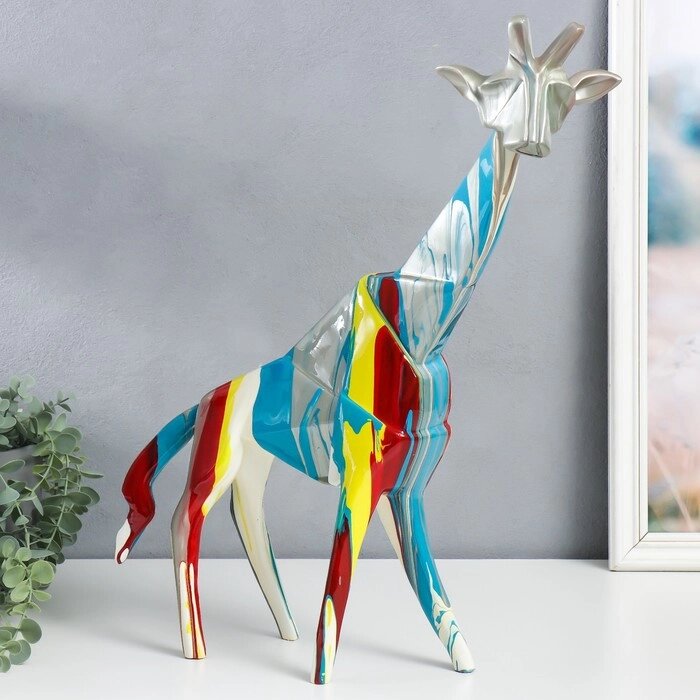 Сувенир полистоун "Любопытный жираф" подтёки краски 12х40х49 см от компании Интернет - магазин Flap - фото 1