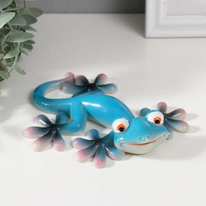 Сувенир полистоун "Маленький геккон" синий 13х11х3 см от компании Интернет - магазин Flap - фото 1