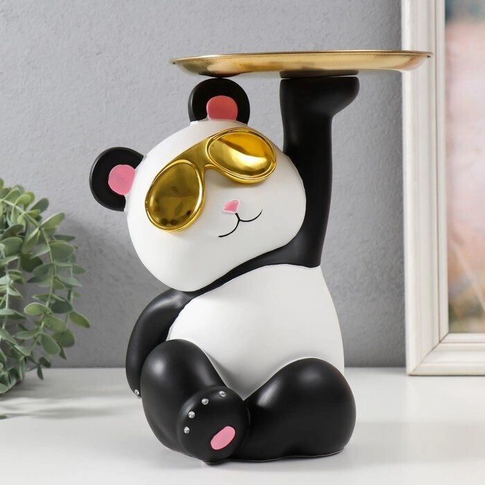 Сувенир полистоун "Панда с золотой подставкой" 22,5х17х25,2 см от компании Интернет - магазин Flap - фото 1