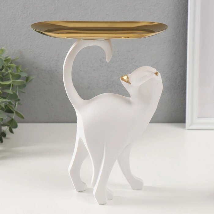Сувенир полистоун подставка "Белая кошка" 8,5х18х23 см от компании Интернет - магазин Flap - фото 1