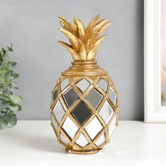 Сувенир полистоун подсвечник "Зеркальный ананас" золото 23,5х11х11 см от компании Интернет - магазин Flap - фото 1
