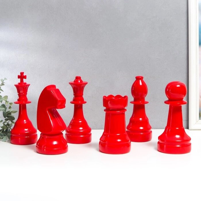 Сувенир полистоун "Шахматные фигуры" красный набор 6 шт 20,5х8,5х8,5 см от компании Интернет - магазин Flap - фото 1