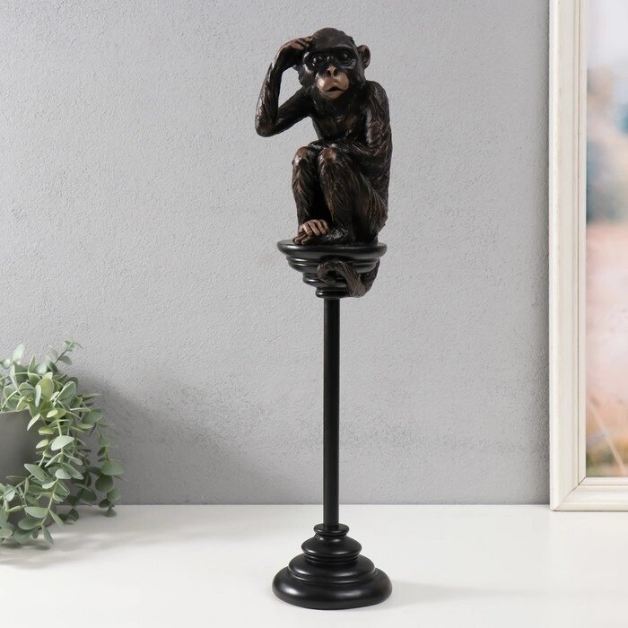 Сувенир полистоун "Шимпанзе на жёрдочке" 10х10х47,2 см от компании Интернет - магазин Flap - фото 1
