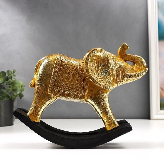 Сувенир полистоун "Слон-качалка" геометрические узоры золото 23х23х8,5 см от компании Интернет - магазин Flap - фото 1
