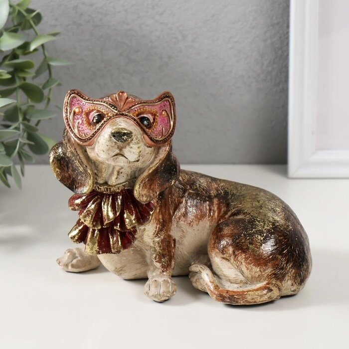 Сувенир полистоун "Собака в жабо и в венецианской маске" 16,5х12,5х13,5 см от компании Интернет - магазин Flap - фото 1