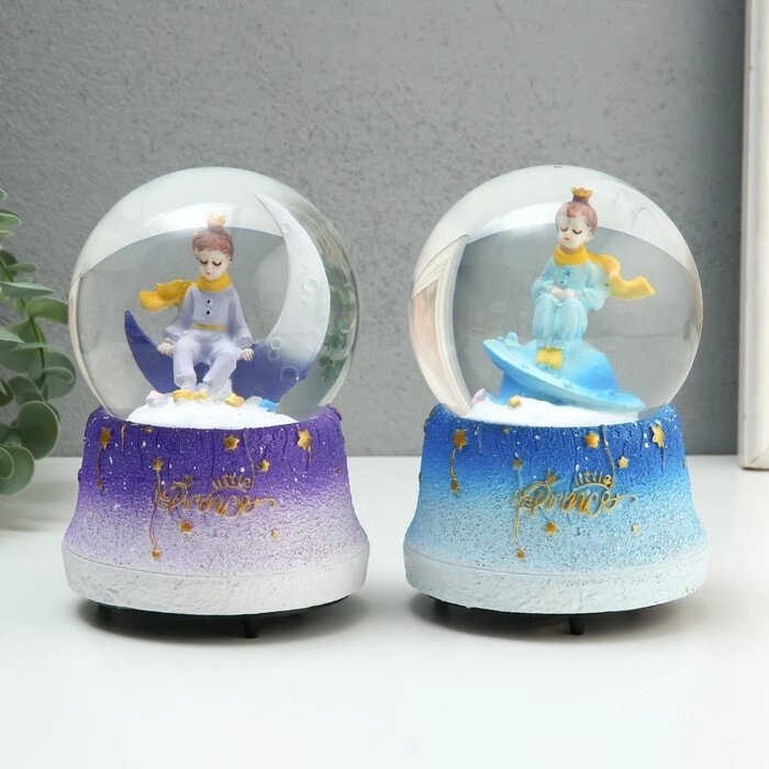 Сувенир полистоун водяной шар музыка и крутится "Лунный принц" МИКС 10,5х10,5х15,5 см от компании Интернет - магазин Flap - фото 1