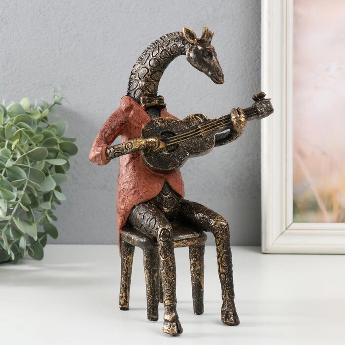 Сувенир полистоун "Жираф с гитарой" под металл 23,6х9,7х13,5 см от компании Интернет - магазин Flap - фото 1