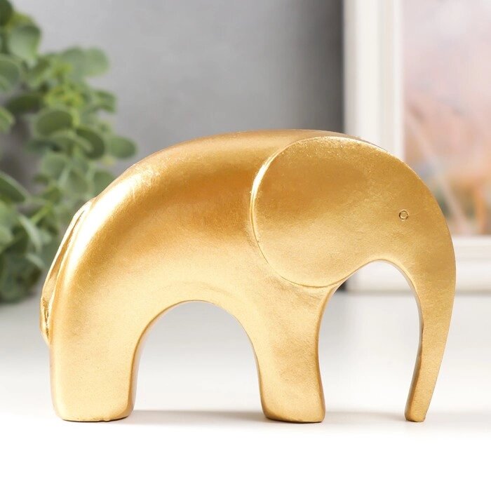Сувенир полистоун "Золотой слоник" 3,5х13х7,5 см от компании Интернет - магазин Flap - фото 1