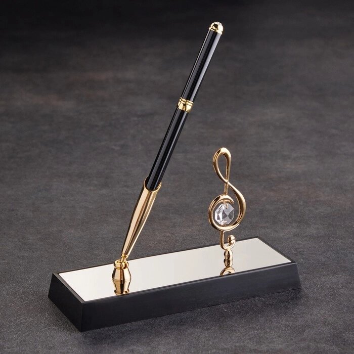 Сувенир Ручка на подставке " Скрипичный ключ ", с 2 прозрачными хрусталиками 16 х 6 х 19 см от компании Интернет - магазин Flap - фото 1