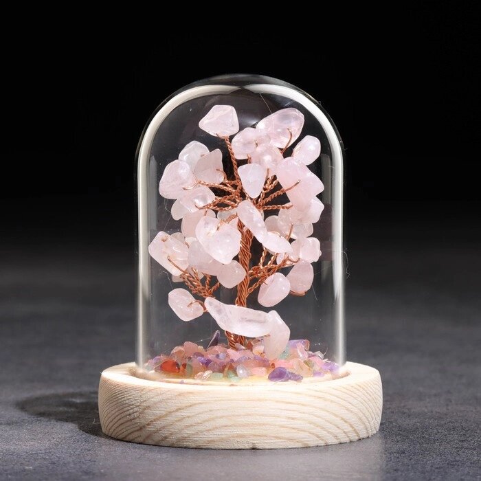 Сувенир в куполе "Дерево Любви. Розовый кварц", натуральный камень, 10 х 7 см от компании Интернет - магазин Flap - фото 1