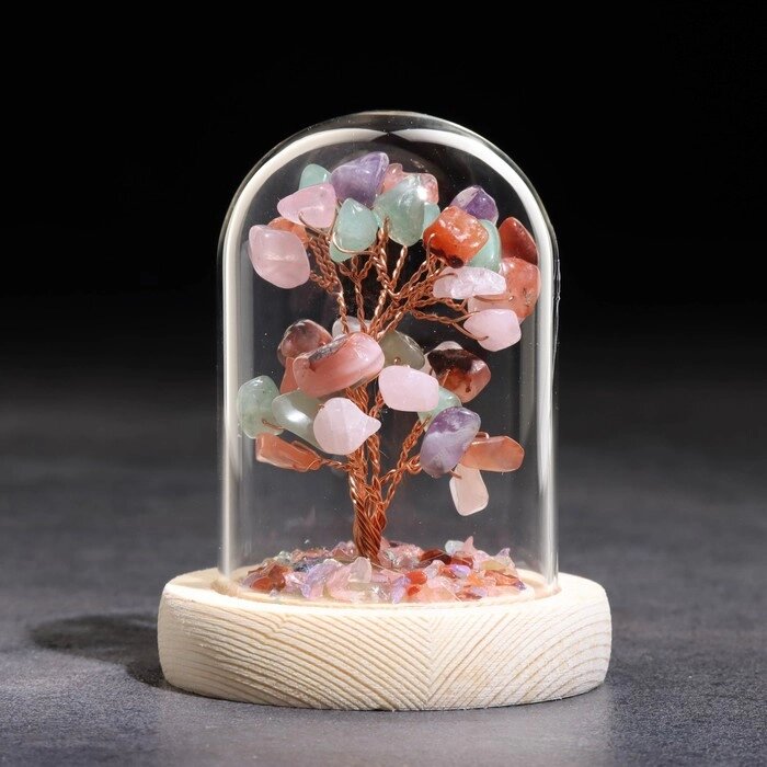 Сувенир в куполе "Дерево Жизни. Самоцветы", натуральный камень, 10 х 7 см от компании Интернет - магазин Flap - фото 1