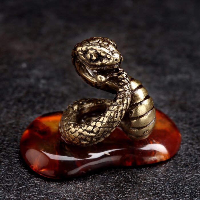 Сувенир "Змея", латунь, янтарь от компании Интернет - магазин Flap - фото 1