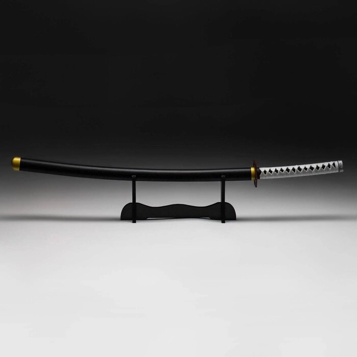 Сувенирное оружие "Катана Гиу" 104 см, клинок 68 см, чёрная с белым, на подставке от компании Интернет - магазин Flap - фото 1