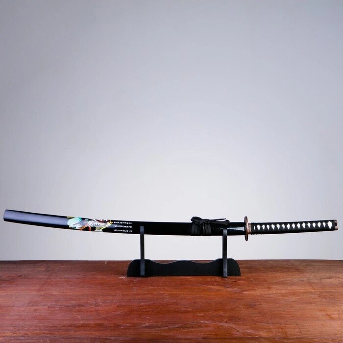 Сувенирное оружие "Катана Изаму" 100 см, клинок 68 см, чёрная, на подставке от компании Интернет - магазин Flap - фото 1