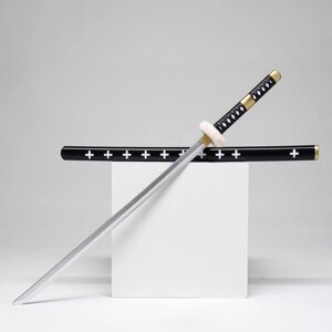 Сувенирное оружие "Катана Ло" 102 см, черная с белыми крестами, пенополистирол