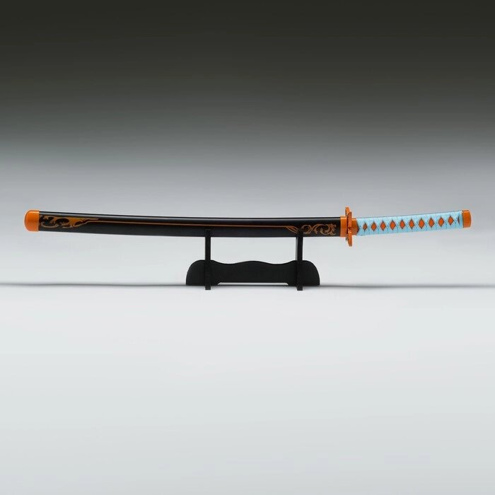 Сувенирное оружие "Катана Нобу" 77см, рукоять голубая, на подставке от компании Интернет - магазин Flap - фото 1