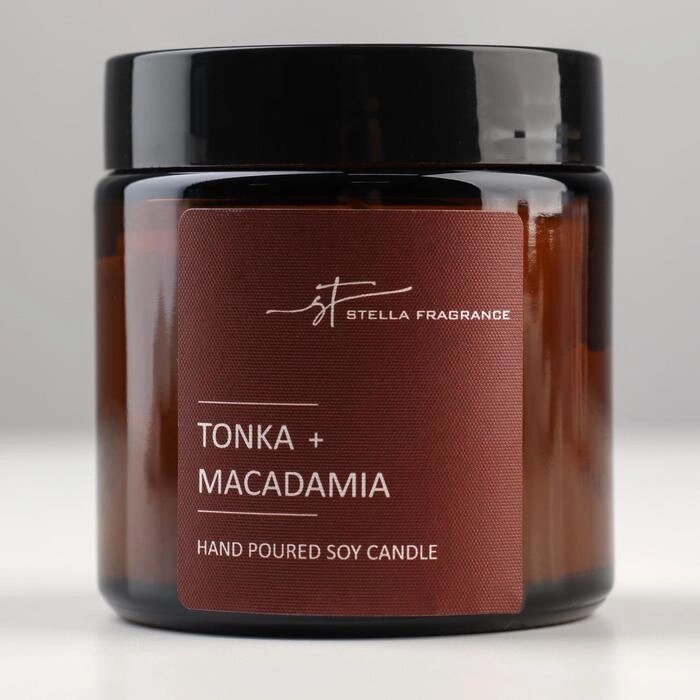 Свеча ароматическая в банке "TONKA MACADAMIA", соевый воск, 90 г, тонка и макадамия от компании Интернет - магазин Flap - фото 1